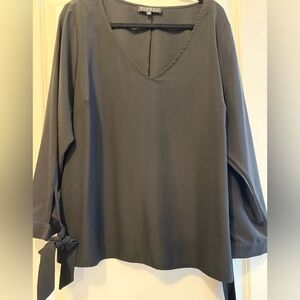 Eloquii black V-Neck Blouse wrist ties